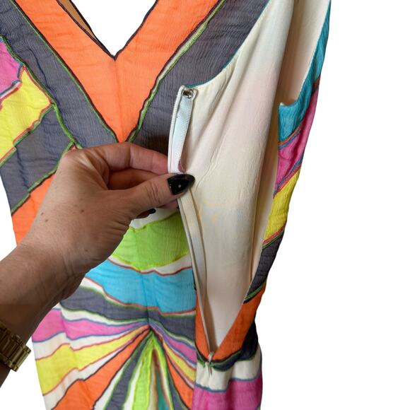 MaxAzria Collection Silk Chiffon Starburst Dress Sleeveless size 8 - Picture 6 of 8